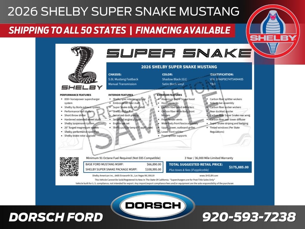 2026 Ford Mustang Shelby Super Snake