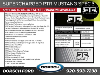 2025 Ford Mustang RTR Spec 3 Supercharged