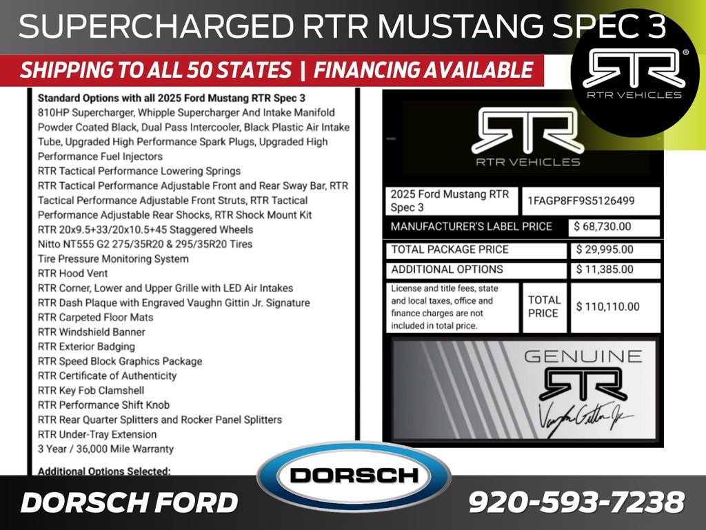 2025 Ford Mustang RTR Spec 3 Supercharged