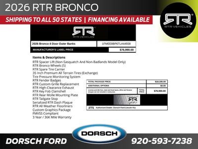 2026 Ford Bronco RTR Outer Banks