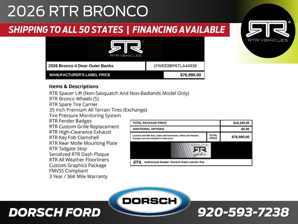 2026 Ford Bronco RTR Outer Banks