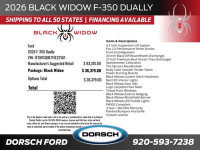 2026 Ford F-350SD Black Widow DRW