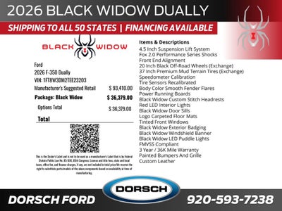 2026 Ford F-350SD Black Widow DRW