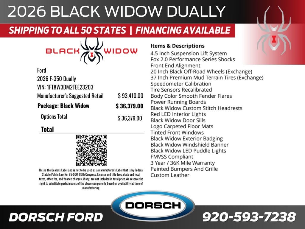 2026 Ford F-350SD Black Widow DRW