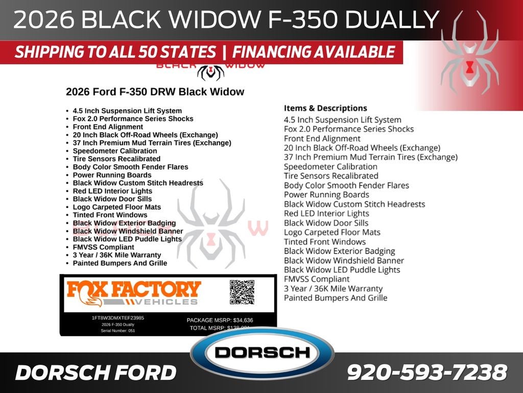 2026 Ford F-350SD Black WIdow DRW